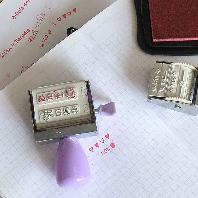 DIY Vintage Date Seal,Retro Wooden Handle & Roller Date Stamp concrete stamp rollers