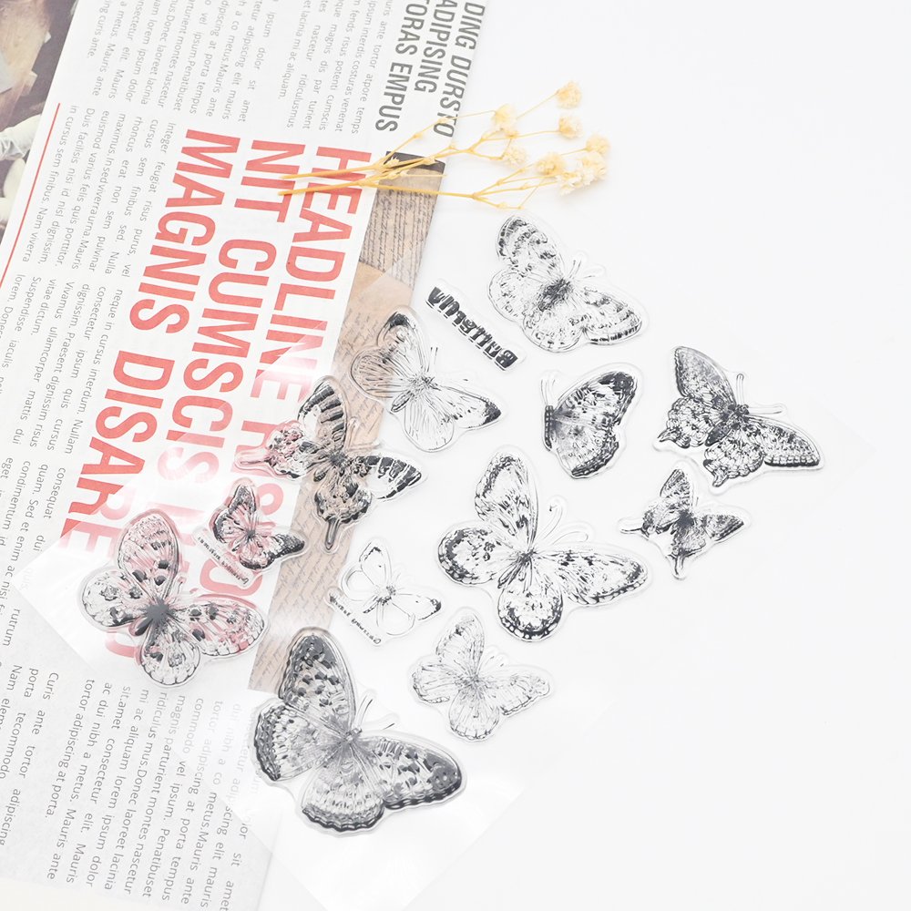 New arrivals custom designs clear stamps promotional diy butterfly clear stamps