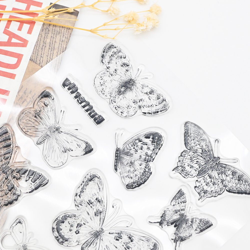 New arrivals custom designs clear stamps promotional diy butterfly clear stamps