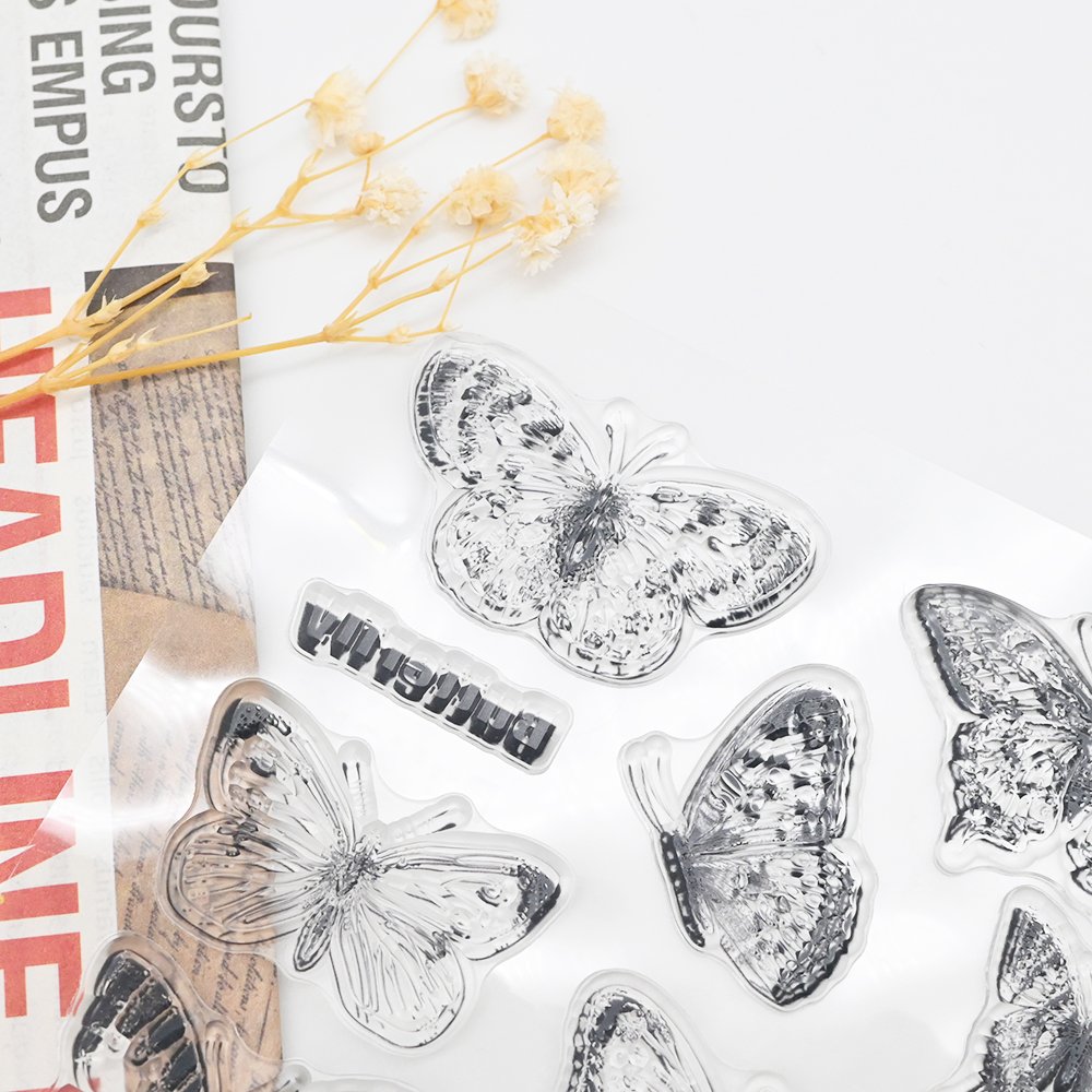 New arrivals custom designs clear stamps promotional diy butterfly clear stamps