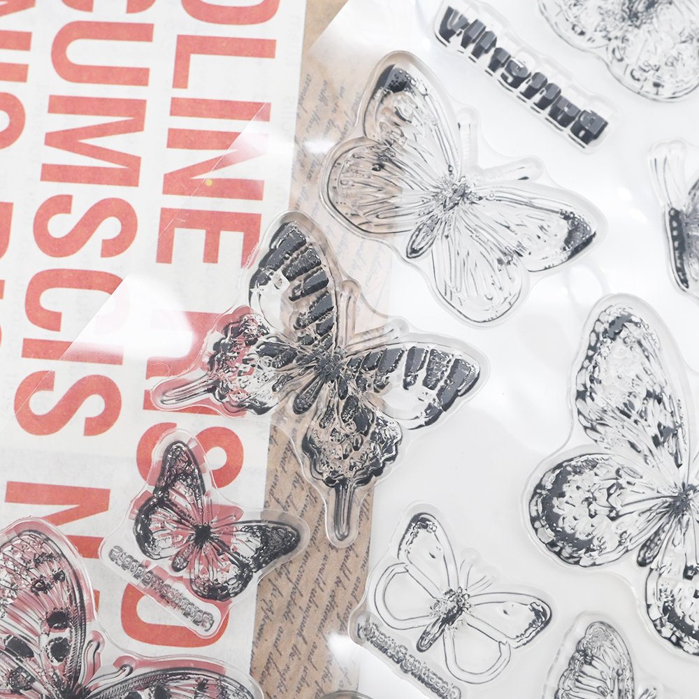 New arrivals custom designs clear stamps promotional diy butterfly clear stamps