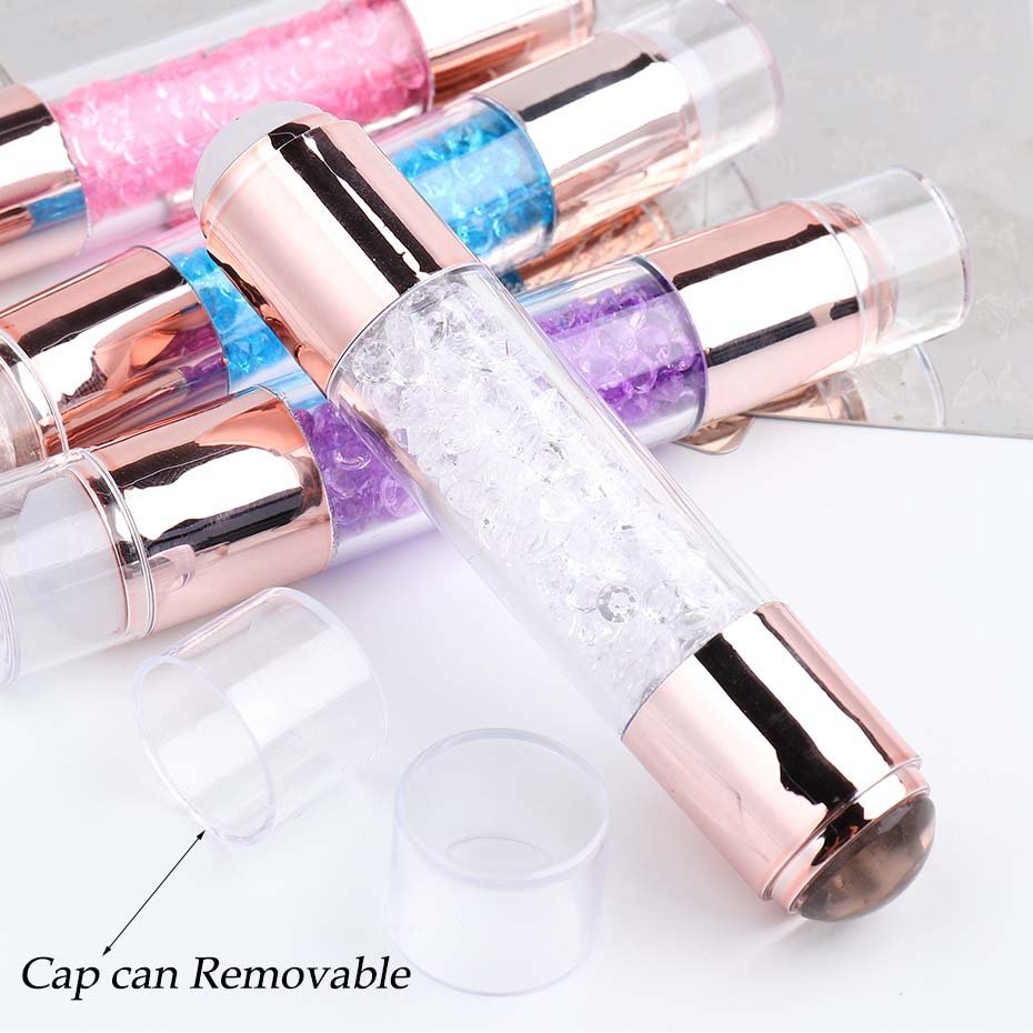 Acrylic Crystal Manicure Art Stampers Silicone Stamp Pens Nail Stamping Plates Double Headed Manicure Stamp Transfer Pen