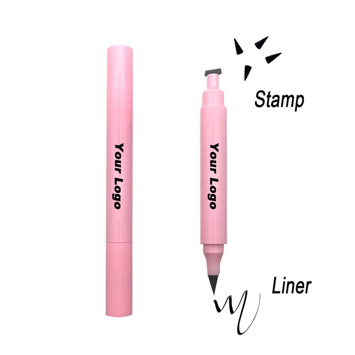Custom Logo 2 In 1 Eyeliner Stamp Liquid Eyeliner Pen Double Head Winged Eyeliner Stamp Waterproof Black Liquid Eye Liner wing