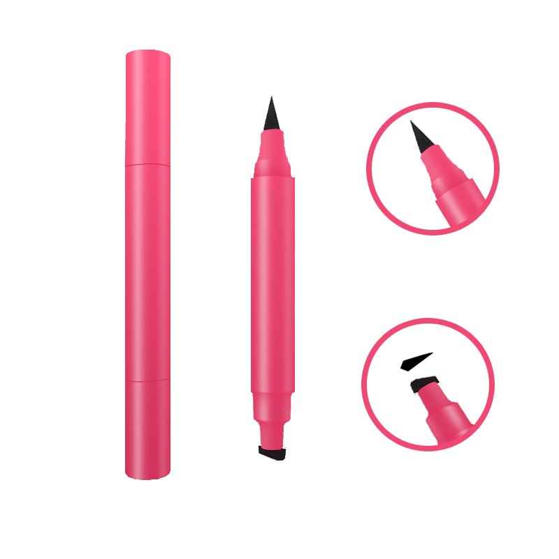 Custom Logo 2 In 1 Eyeliner Stamp Liquid Eyeliner Pen Double Head Winged Eyeliner Stamp Waterproof Black Liquid Eye Liner wing