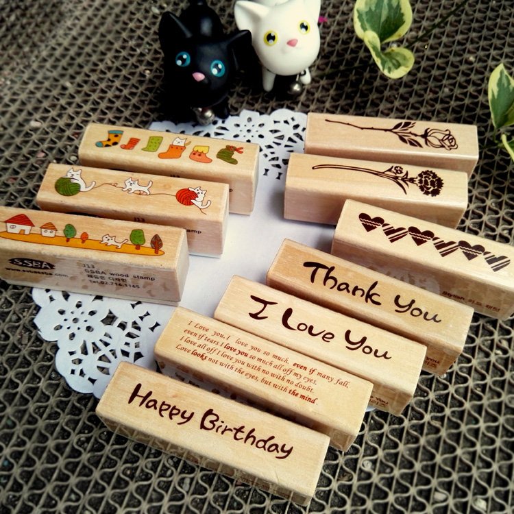 Custom Make Logo Stamp Customize Office Wood Wooden Personalized Customized Scrapbook Wood Rubber Stamps