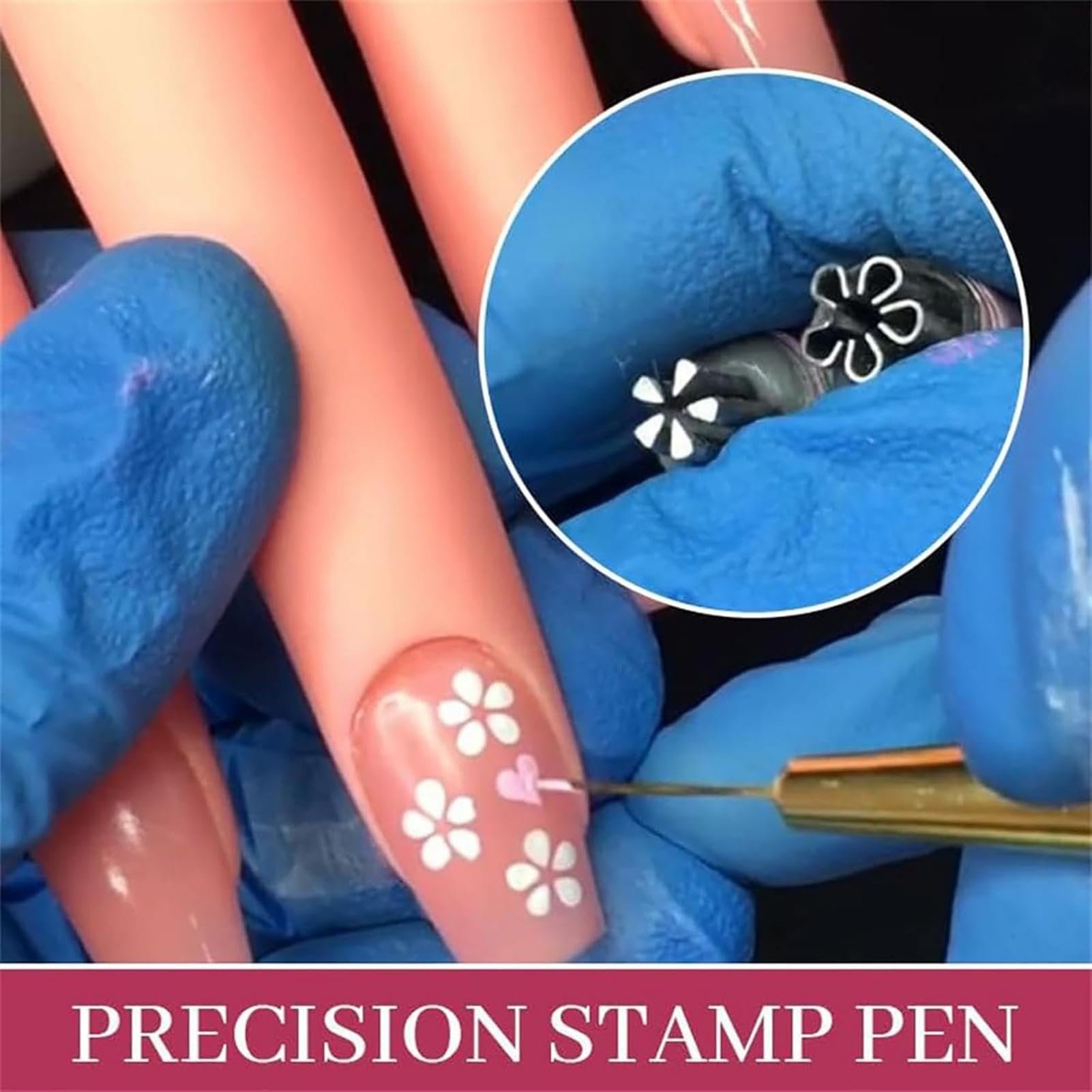 Nail Art Stamp Pen Flower Diy Nail Art Stamper Pen Nail Doodle With Petal Embellished stamping tool