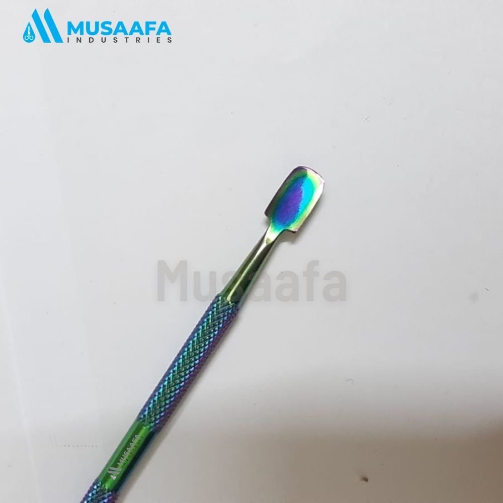 Premium Manicure Pedicure Tool Rainbow Color Stainless Steel Cuticle Trimmer Dual Head Cuticle Pusher and Knife Customized logo