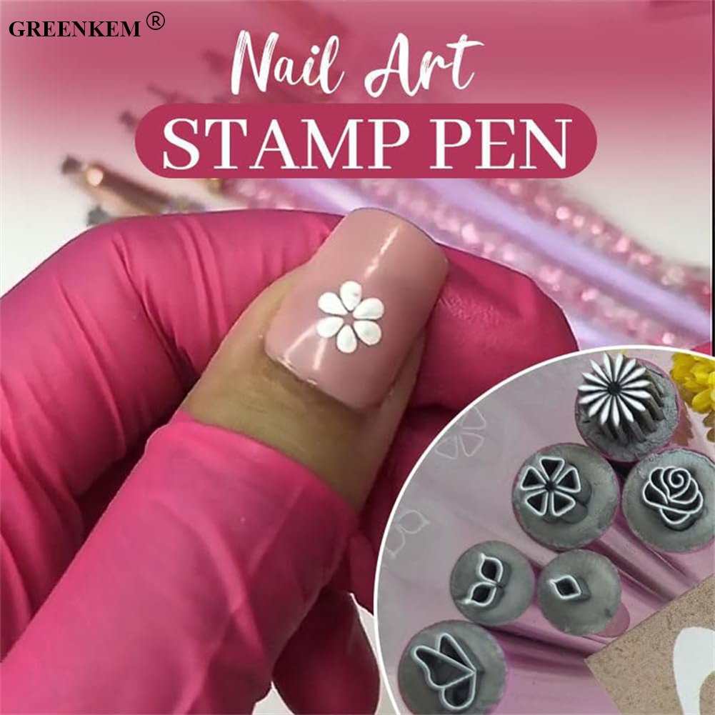 New Arrival 6 Pcs in 1 Set Nail Art Stamp Pen Flower Diy Nail Art Stamper Pen Nail Stamping Tool