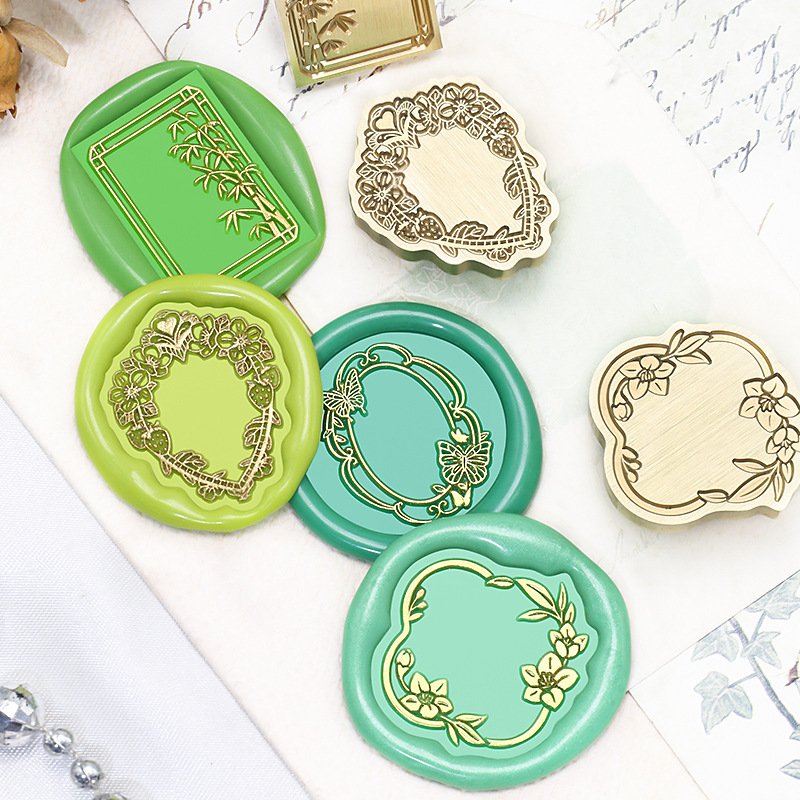 Factory Price Plant Frame Series Green Grass Mushroom Frame Lotus Flower Window Wax Seal Stamp Head