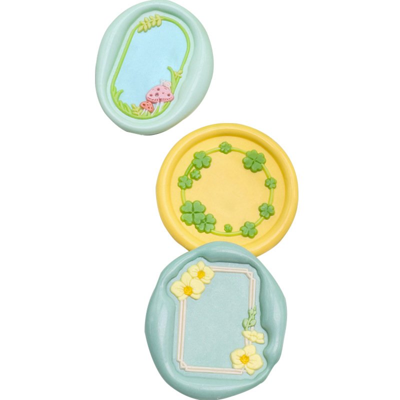Factory Price Plant Frame Series Green Grass Mushroom Frame Lotus Flower Window Wax Seal Stamp Head