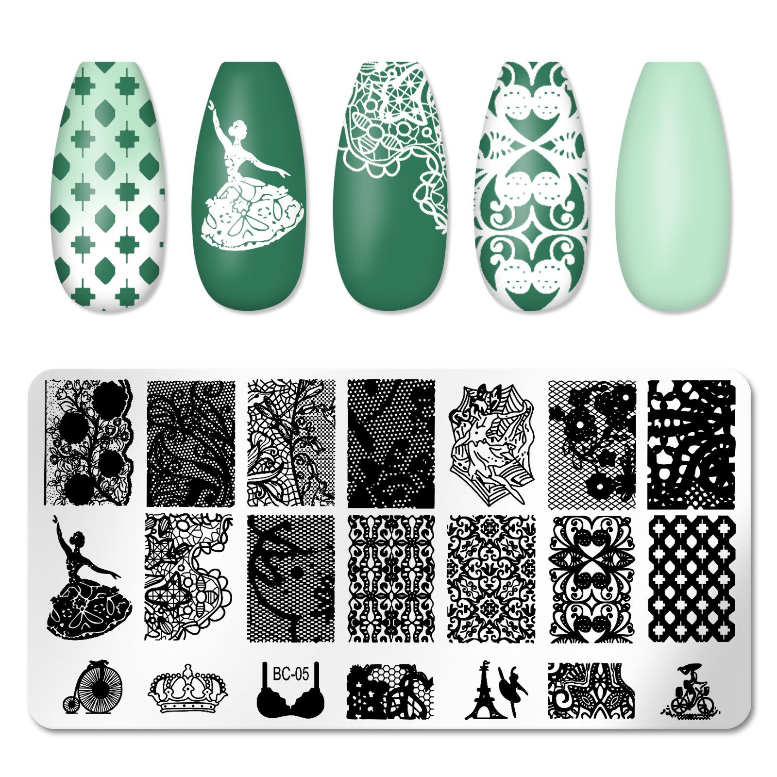 12*6cm Nail Art Templates Stamping Plate Valentine's Design Flower Animal Glass Temperature Lace Stamp Templates Plates Image