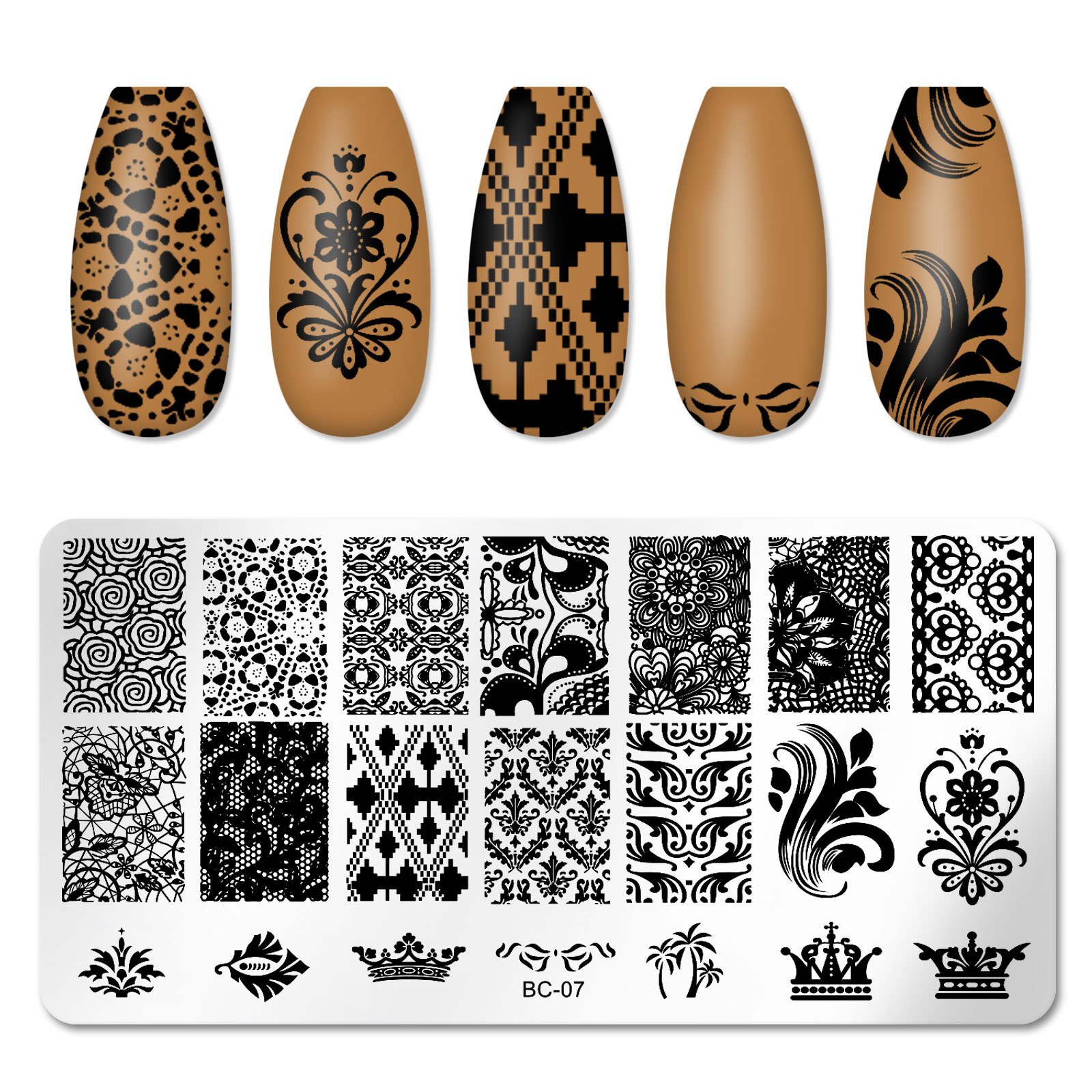 12*6cm Nail Art Templates Stamping Plate Valentine's Design Flower Animal Glass Temperature Lace Stamp Templates Plates Image