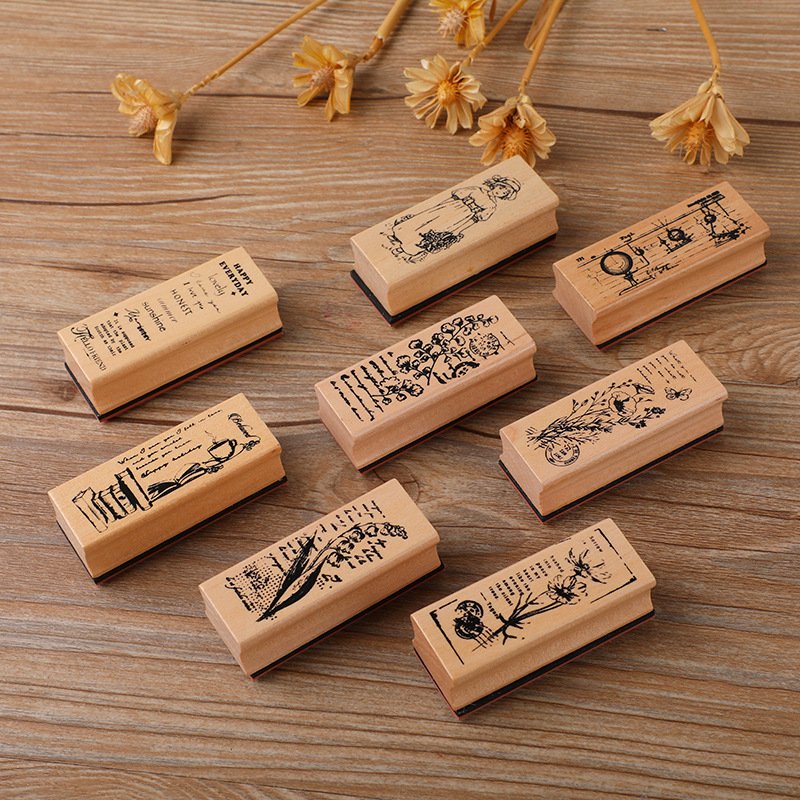 Pretty Plant Series Wood Stamps For Kids Decor Flower Diary Handmade Cards Gifts Stamps For Scrapbooking