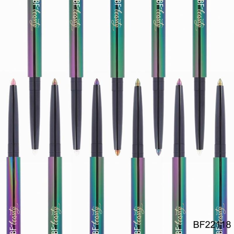 12 Colors Private Label Pencil Waterproof Chrome Holographic Eyeliner Stamp Color Vegan Cruelty Free Holographic Foil Eyeliner P