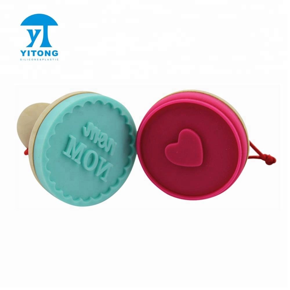 Custom Silicone Cookie Stamp With wooden handle,Durable Heat Resistant Handmade Biscuit Baking tool
