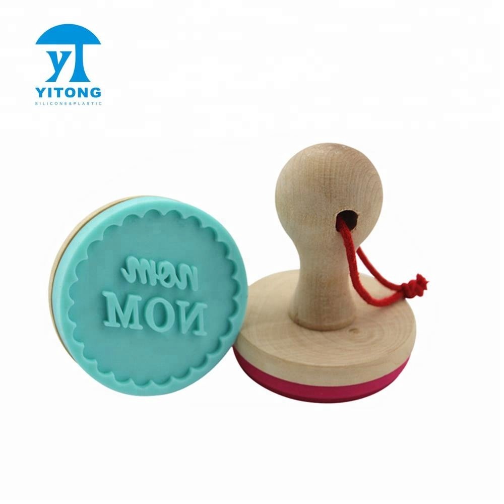 Custom Silicone Cookie Stamp With wooden handle,Durable Heat Resistant Handmade Biscuit Baking tool