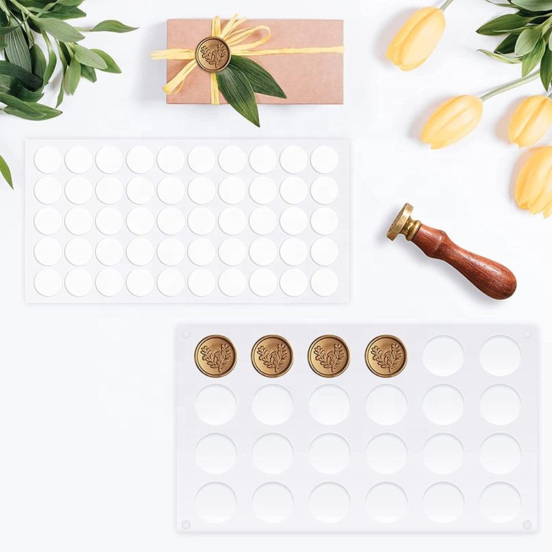 Silicone Mat/Pad for Wax Seal Stamp 24-Cavity Wax Sealing Mat with Removable Sticky Dots for DIY Craft Adhesive Waxing