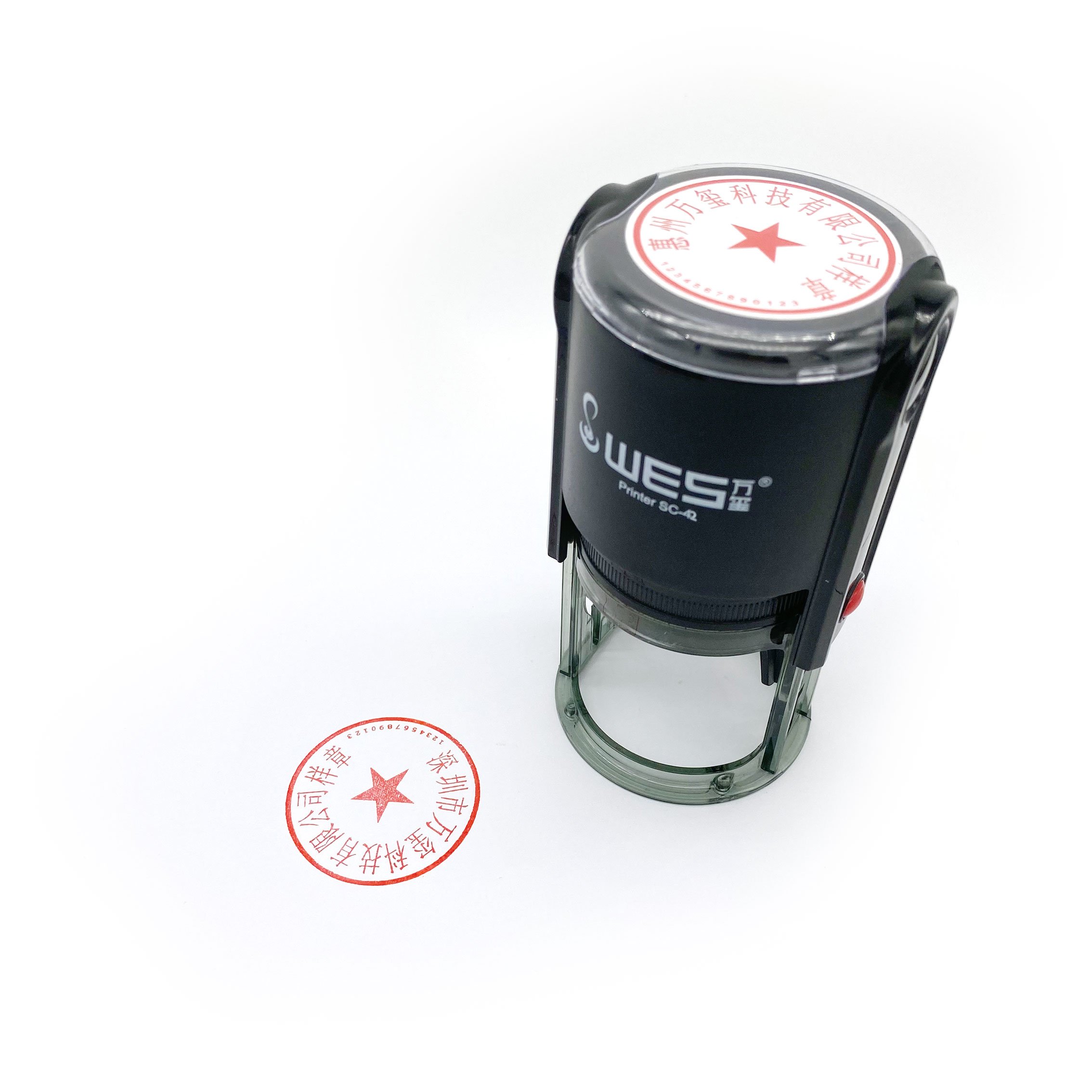 Round rubber stamp WES SC-42C self-inking stamp with bottom cover