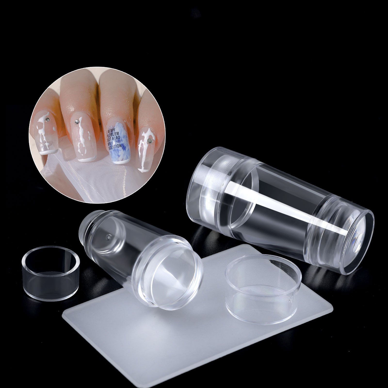 Hot Sale New Transparent Silicone Nail Art Stamper Scraper Premium Stamp Stamping Tools