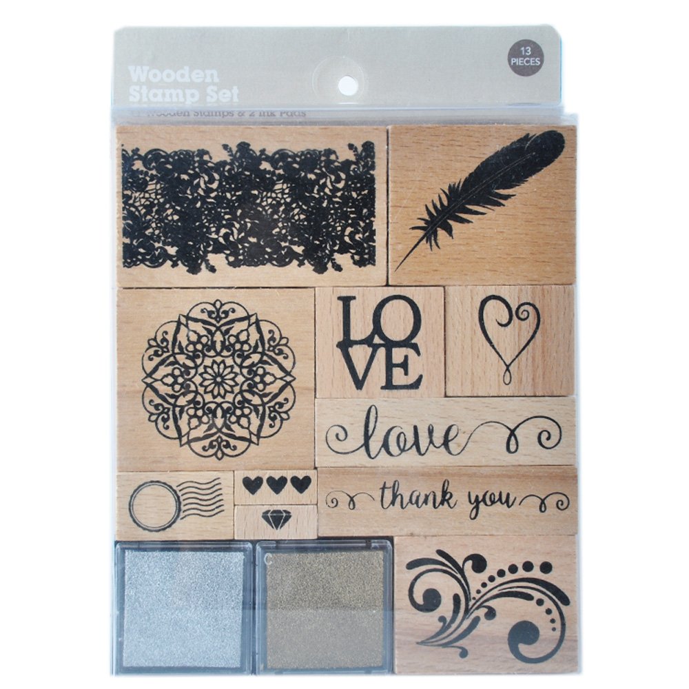 best selling wholesale wooden alphabet stamp set with 2 ink pads