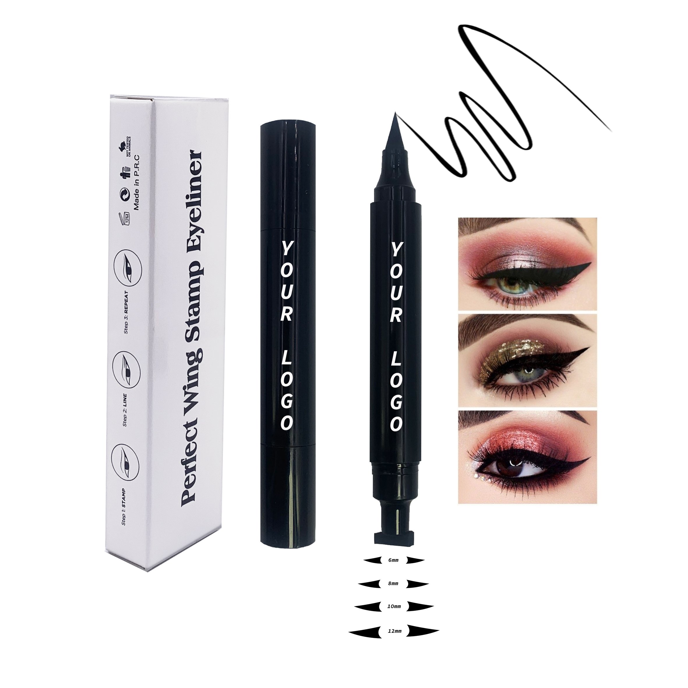 Fast Dry Stamp Waterproof Eye Liner Long Lasting Stamp Eyeliner Make up Winged 2 in 1 Liquid Natural Lash Glue Pen Waterproof