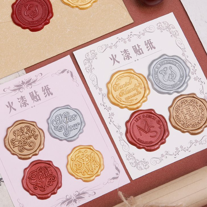 Custom Brand LOGO Wax Stamp Self Adhesive Sealing Wax Stickers For Packing Decorate