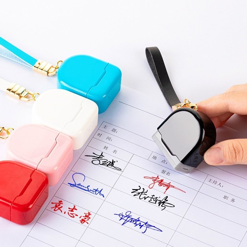 Toy Stamps Plastic Signature Flash Stamps Blank Key Chain