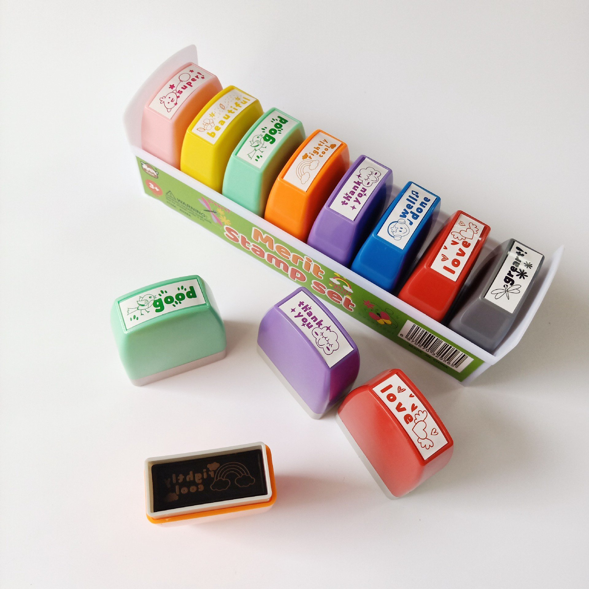 8 in 1 Student Teacher Comment Encourage Stamp Set Self Inking Christmas Stamp Custom Plastics Flash Stamp Set