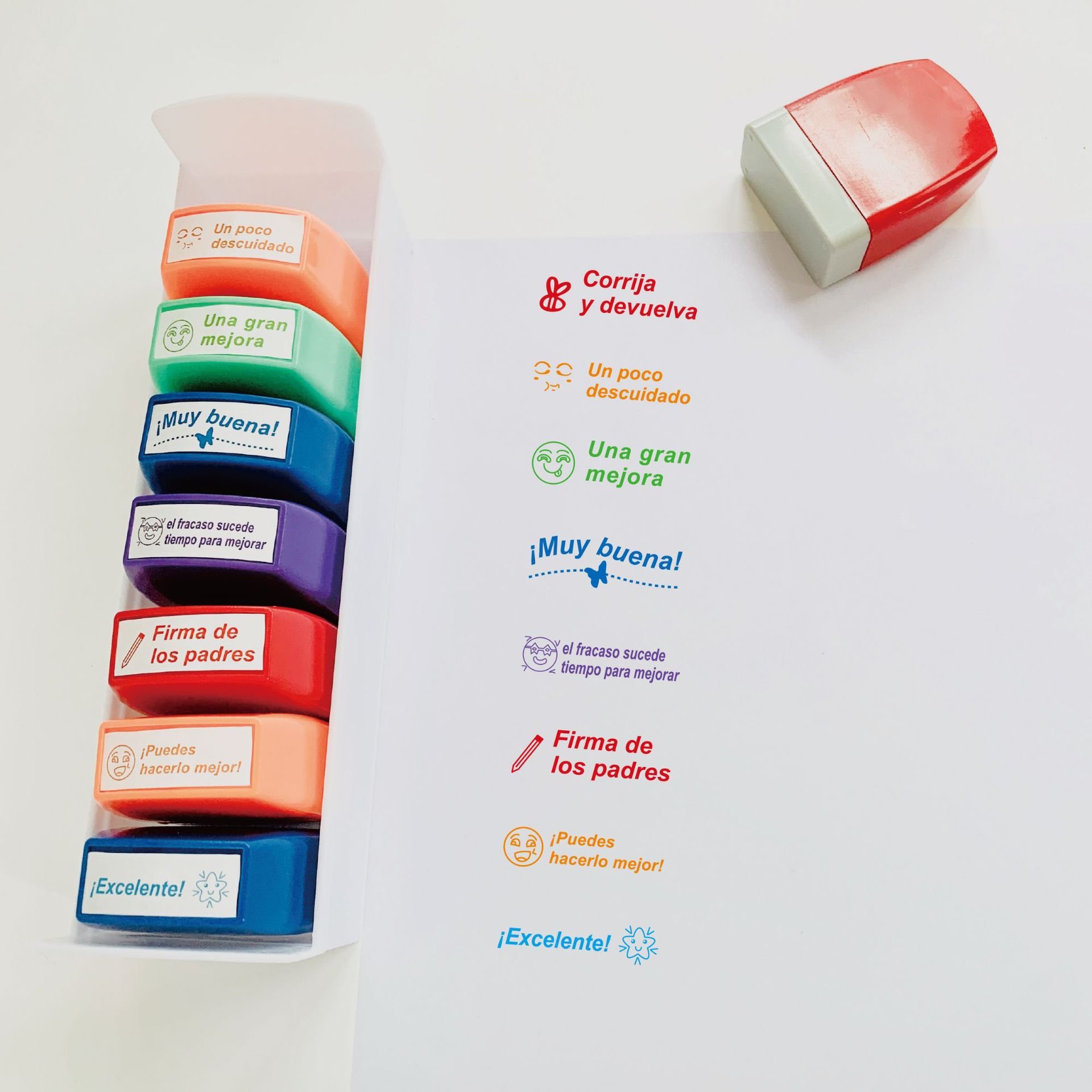 8 in 1 Student Teacher Comment Encourage Stamp Set Self Inking Christmas Stamp Custom Plastics Flash Stamp Set