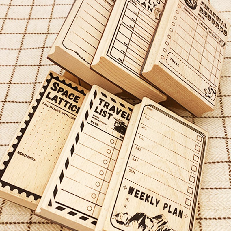 Basic Handbook Stamps Wooden Time Management Daily Planner Calendar Stamps