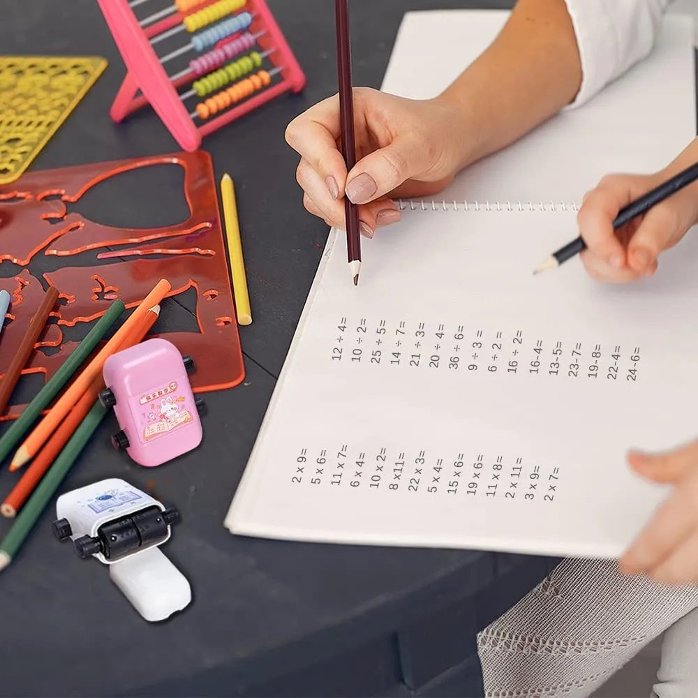 With Ink Box Reusable 2 in 1 Addition and Subtraction Teaching Stamps Roller for Kids Digital Teaching Stamp 100 Teaching