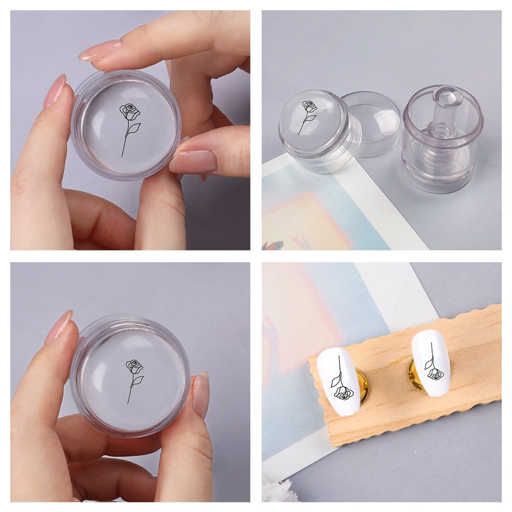 BQAN Rotatable Jelly Silicone Template Nail Plates Artistic Nail Stamper Scraper Set Pen French Nail Stamps Tool