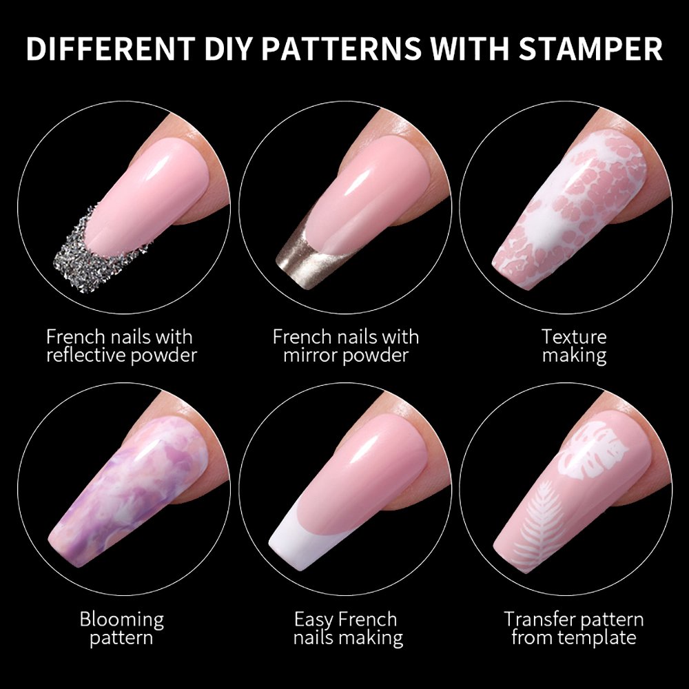 BQAN Rotatable Jelly Silicone Template Nail Plates Artistic Nail Stamper Scraper Set Pen French Nail Stamps Tool