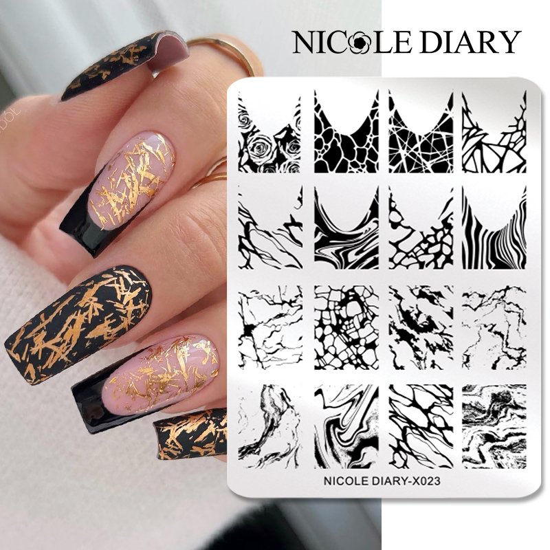 NICOLE DIARY Newest Design Stamp Templates Nail Art Plates Christmas Snowflakes Stainless Steel Nail Stamping Plates Wholesale