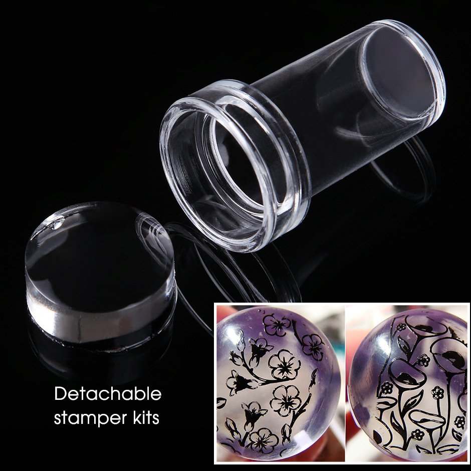 Transparent Jelly Silicone Stamper For Nail DIY Decals Print Design Clear Silicone Nail Stamper Set Plate Kit