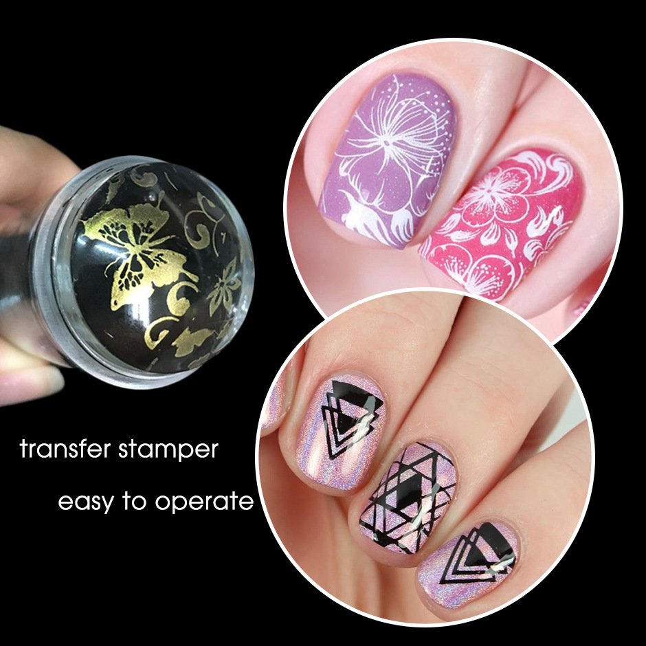 Transparent Jelly Silicone Stamper For Nail DIY Decals Print Design Clear Silicone Nail Stamper Set Plate Kit