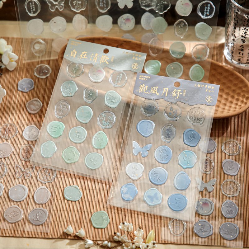 China Dongguan Factory Custom Low MOQ Seal wax Retro Office PVC Wax seal stamp custom wax seal tag stickers