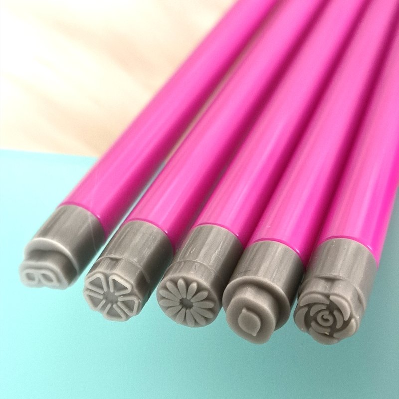 New Pink 6pcs/set Nail Art Stamp Pen Tools For Manicure DIY Flower Design Nail Art 3d Nail Seal