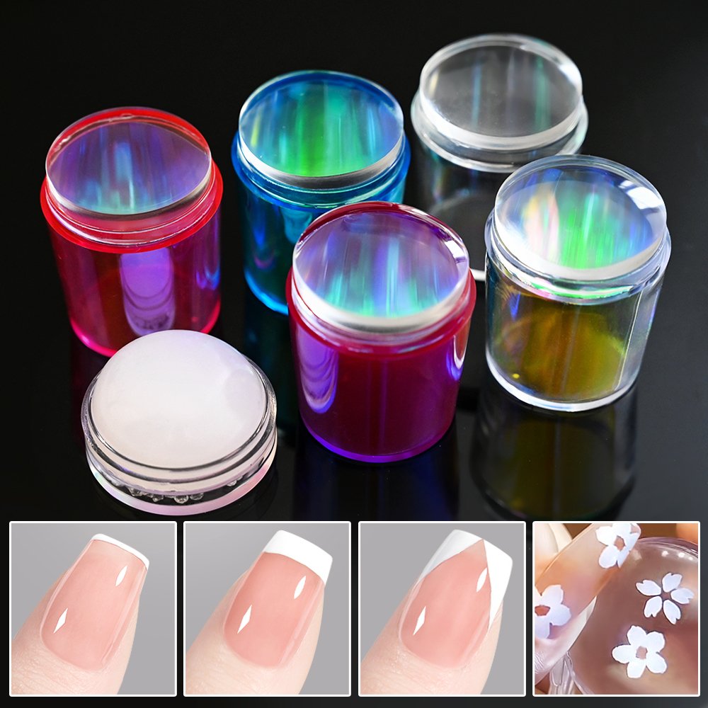 Aurora Symphony Jelly Silicone Nail Stamper with Scraper Nail Art Stamping Kit French Plate Stamp Polish Stencil Templat