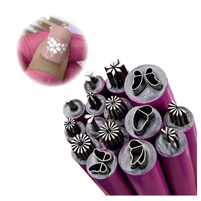 2024 New Precision Stamp Pen Set Nail Art Flower Stamp Pen DIY Dotting Tools Kit with Different Patterns for Women Manicure