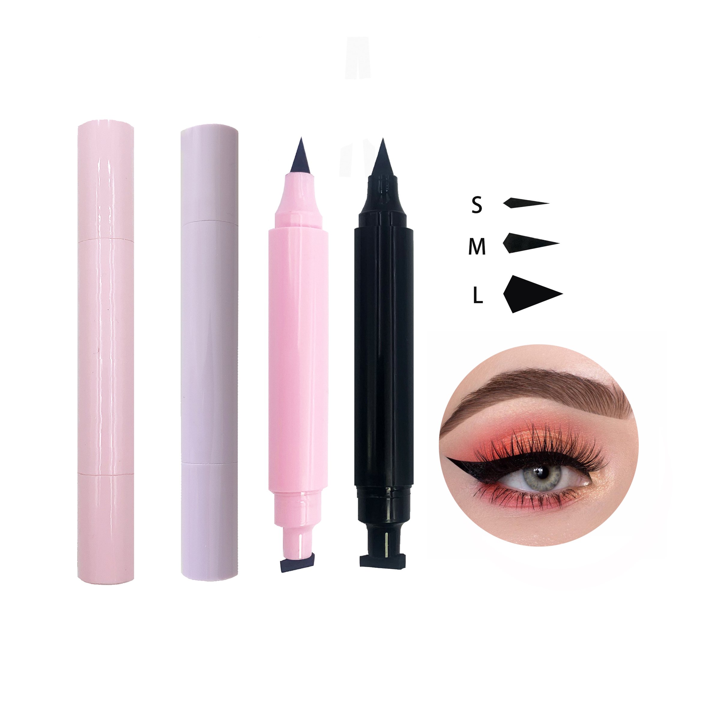 Private label Double Head Eye Liner Waterproof long lasting Wing Stamp makeup Stamp Eyeliner Pen