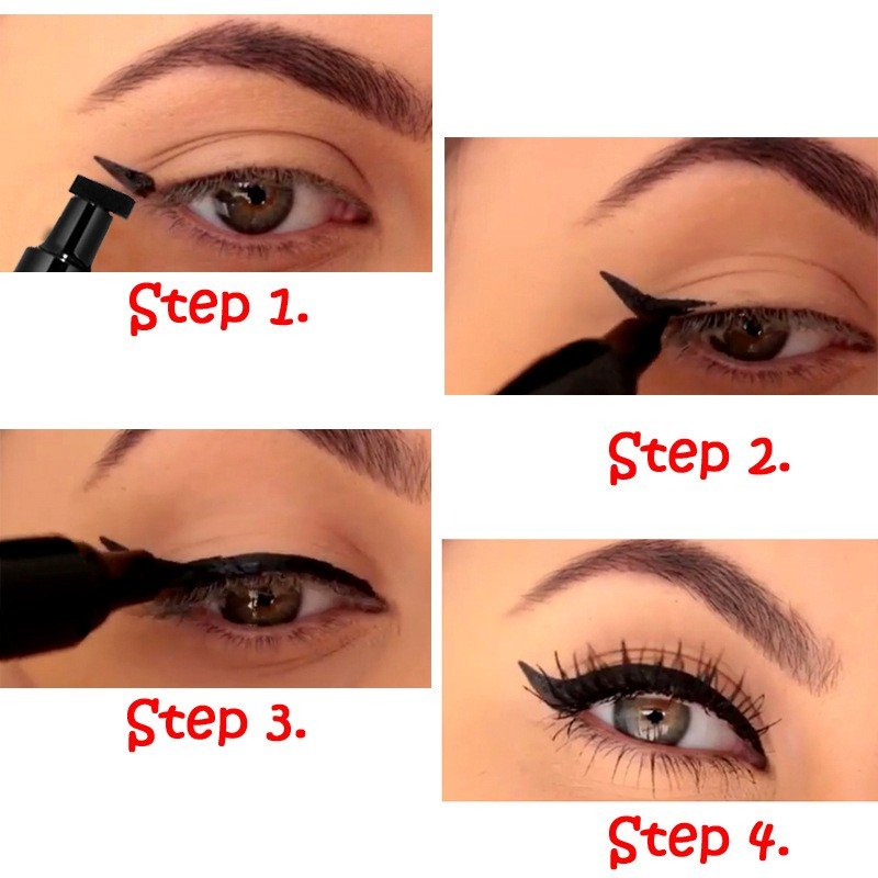 Private label Double Head Eye Liner Waterproof long lasting Wing Stamp makeup Stamp Eyeliner Pen