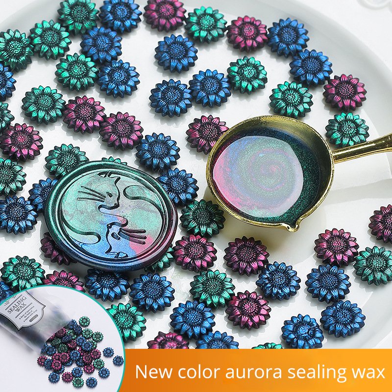 New Color Aurora Wax Particle Sunflower Firepaint Wax Particle Polarized Colorful Firepaint Seal Wax