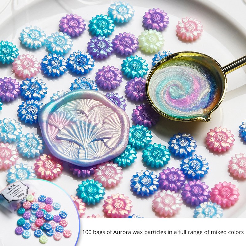 New Color Aurora Wax Particle Sunflower Firepaint Wax Particle Polarized Colorful Firepaint Seal Wax