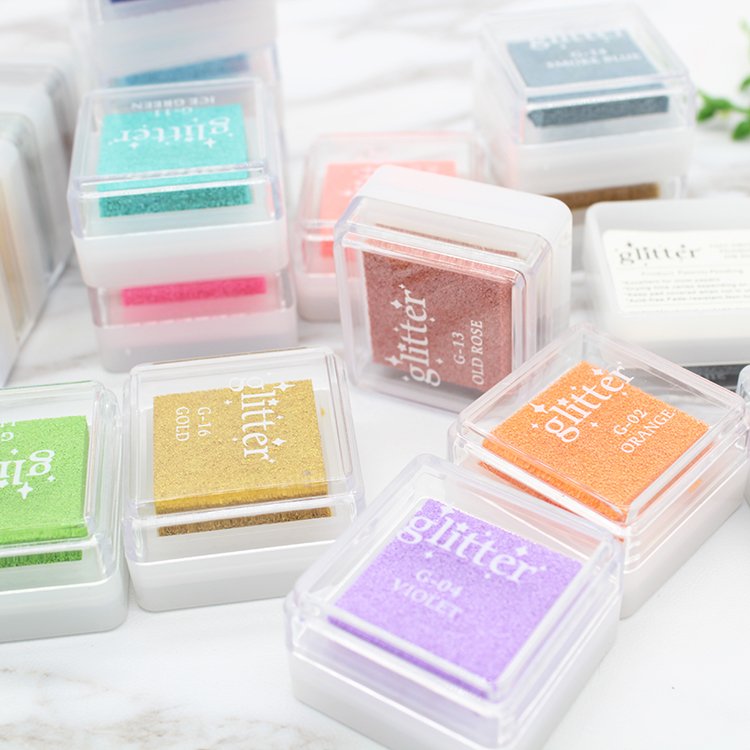 Wholesale non toxic Kids DIY art craft glitter ink stamp pad of 20 colours choice