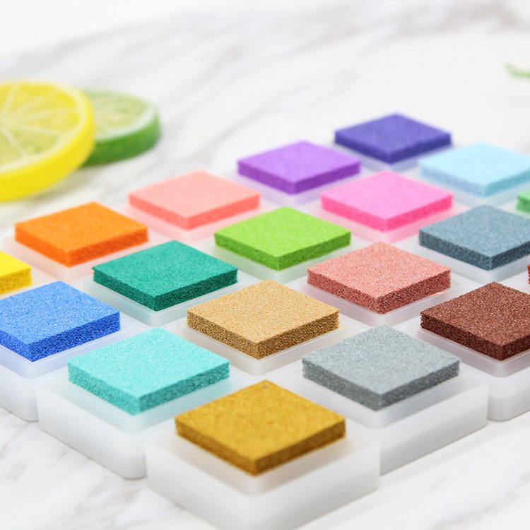Wholesale non toxic Kids DIY art craft glitter ink stamp pad of 20 colours choice