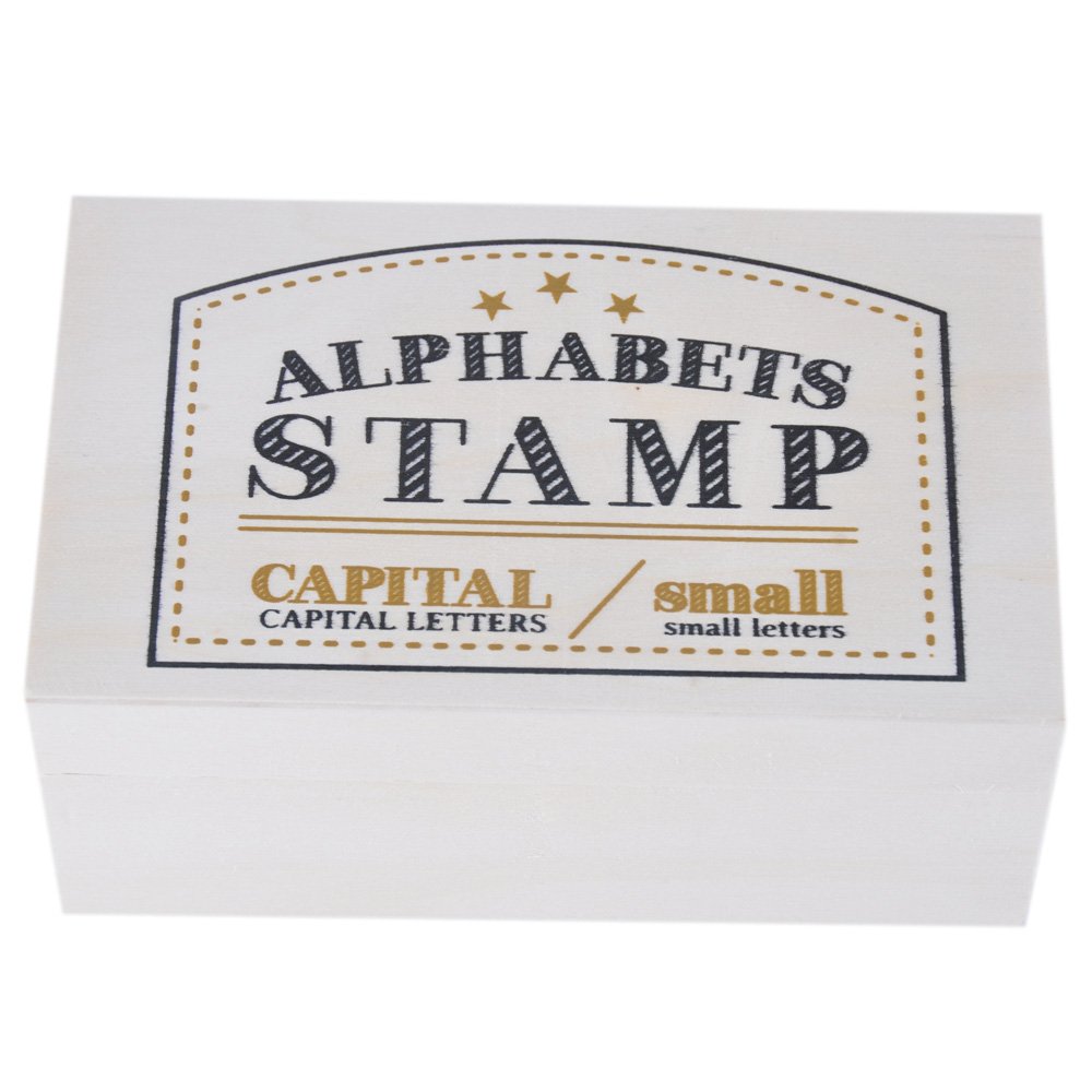 best selling custom craft printed alphabets wood mounted rubber stamp in wooden box for gift