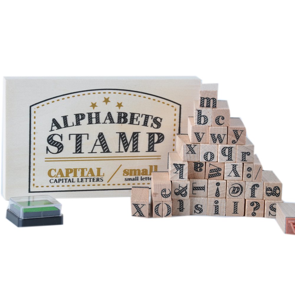 best selling custom craft printed alphabets wood mounted rubber stamp in wooden box for gift