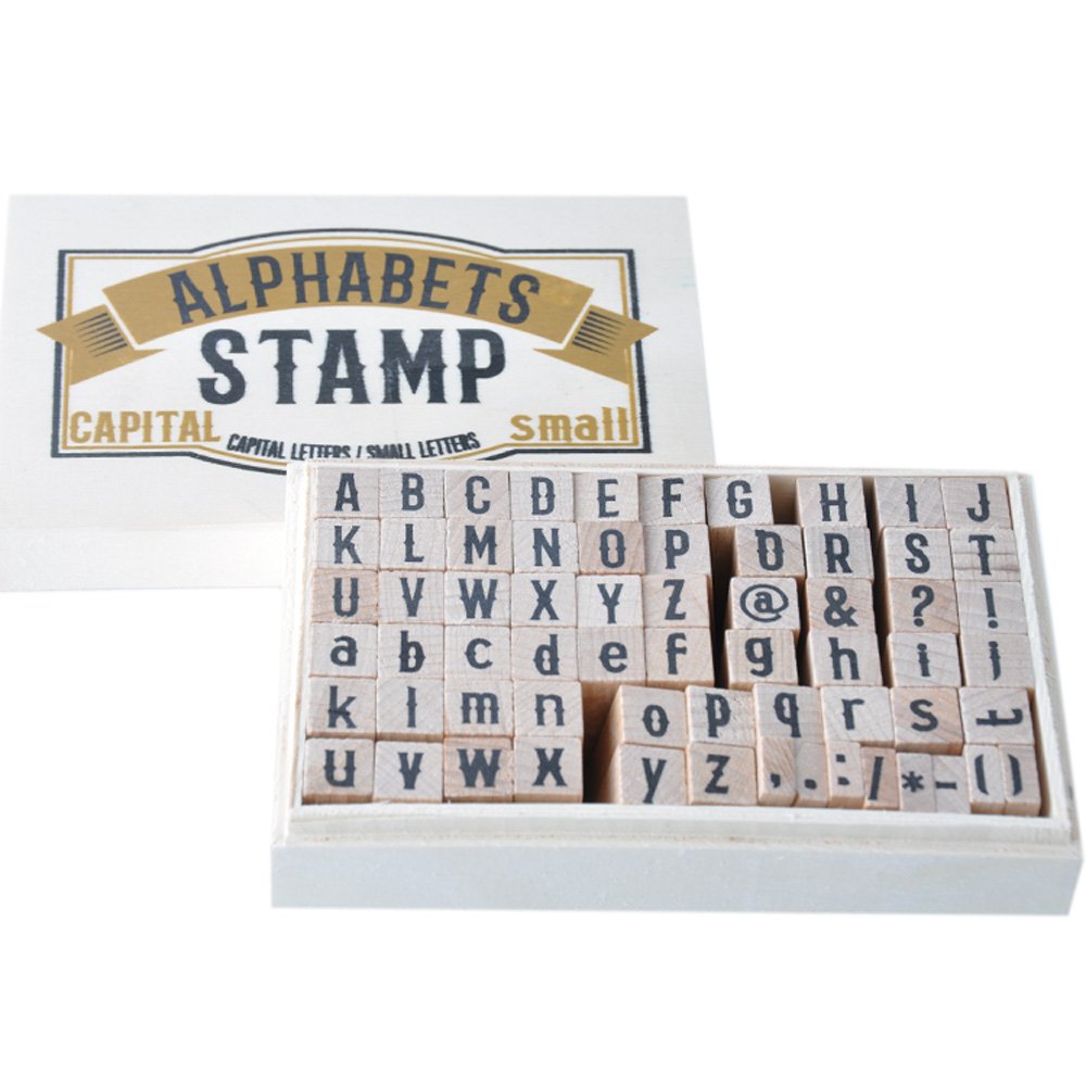 best selling custom craft printed alphabets wood mounted rubber stamp in wooden box for gift