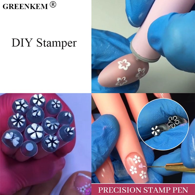 6PCS Nail Stamper Pen Set Nail Art Stamper Dotting Tools with Simple Design DIY Nail Art Tools Nail Stamp Pen